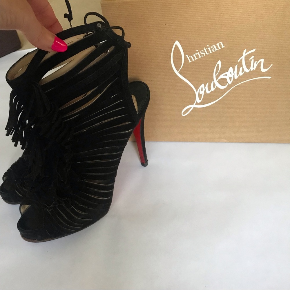 Authentic Christian Louboutin Suede Fringe Stillhettos! Size 38